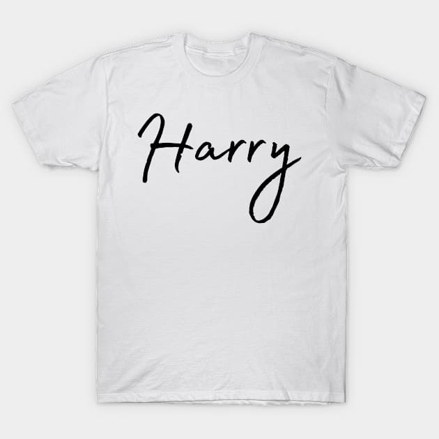 Harry Name Calligraphy T-Shirt by Word Minimalism